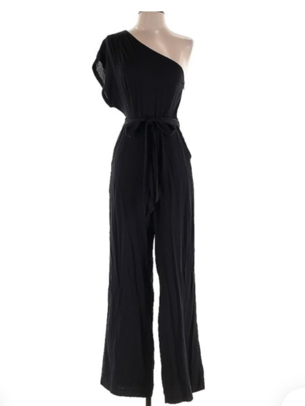Greylin Black One- Shoulder Jumpsuit